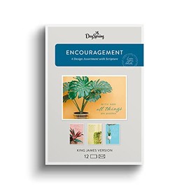 DaySpring - Encouragement - God is with You - 4 House Plant Designs Assortment with Scripture - 12 Encouragement Boxed Cards & Envelopes (U0064)