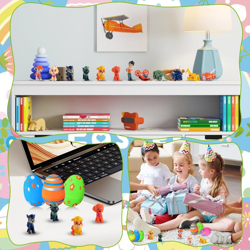 Dowdiles Pack of 12 Filled Easter Eggs with 12 Cartoon