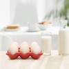 Ceramic Egg Tray 6-Cup Egg Holder Container for Fridge (Red,
