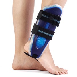 VELPEAU Ankle Support Brace for Men & Women, Adjustable Rigid Stabilizer for Injury Protection, Stirrup Splint for Sprains, Tendonitis, Volleyball, Basketball, Reversible Left & Right Foots, One Size Fits Most(Gel Pads)