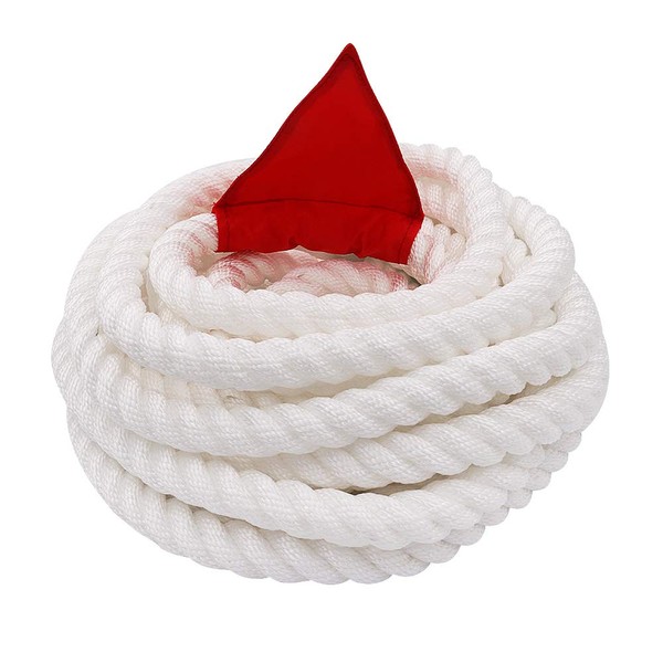 X XBEN Tug of War Rope with Flag for Kids, Teens and Adults, Soft Polypropylene Rope Games for Team Building Activities, Family Reunion, Birthday Party-15 ft,55 ft,110 ft (White, 35 Feet)