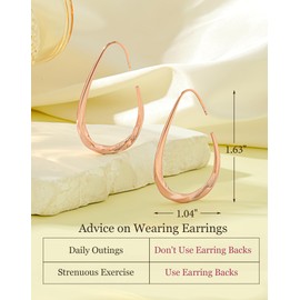 Rose Gold Teardrop Hoop Earrings For Women,Lightweight Hypoallergenic Oval Hoop Mobius Earrings