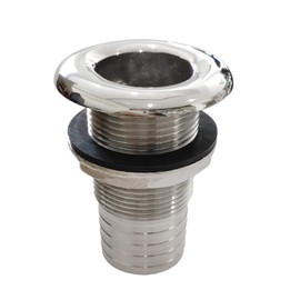 NRC&XRC Marine Grade Stainless Steel Barbed Short Straight 1" ID Thru-Hull with Nut&Custom Gasket for Boat