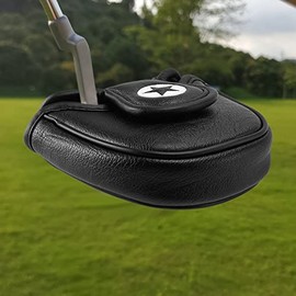 Clickinline 1Pc PU Leather with Embroidery Magnet Golf Mallet Putter Head Cover Golf Club Putter Headcovers