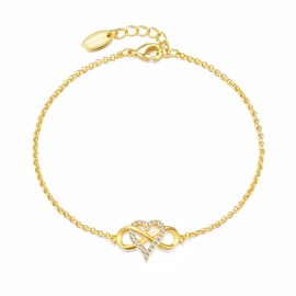 Philip Jones Gold Plated Infinity Heart Bracelet Created with Zircondia® Crystals