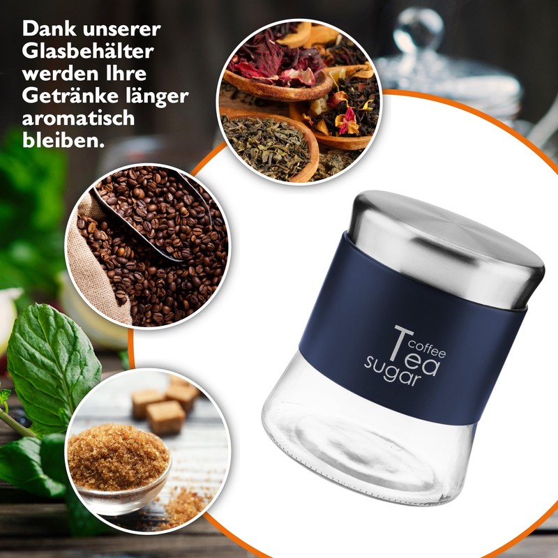KADAX Glass Container, Container for Coffee, Leaf Tea, Coffee Containers,
