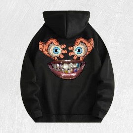 Cartoon Face Graphic Hoodie 100% Cotton US Warehouse 6 ColorsColor: Black, Size: Xl
