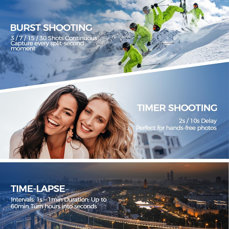 4K Vlogging Camera with WiFi, 180° Rotating Lens, 6-Axis Stabilization,