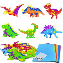 12 Pack Dinosaur Craft Kit for Kids, Arts and Crafts for Kids Dinosaur Craft Supplies Craft Foam Stickers Crafting Supplies Kids Activity Packs for Children Boys Girls Gift Educational Toys