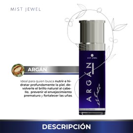 MIST JEWEL Aceite Esencial de Argán (Morrocan oil) para Piel, Rostro y Cabello ESSENTIALS, 100% puro prensado en frio de uso Cosmético y capilar (Argán, 100ml)