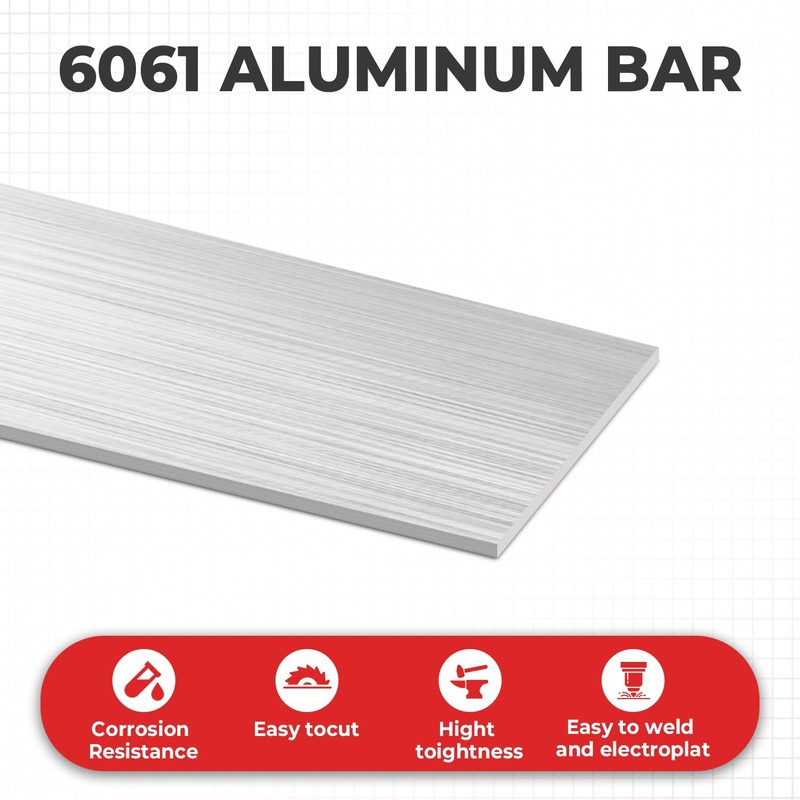 YIEMI 6061 Aluminum Bar，3/16"Thickness x 2"Width x 12"Length Rectangle Aluminum