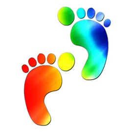 Bare Foot Prints Footprints - Vinyl Decal Sticker - 3.75" x 5" - Tie Dye
