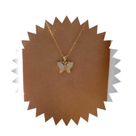 Inilbran Boho Crystal Butterfly Necklace Vintage Butterfly Choker Necklace Gold Butterfly Pendant Necklace Minimalist Butterfly Chain Necklace Jewellery for Women and Girls, Zinc