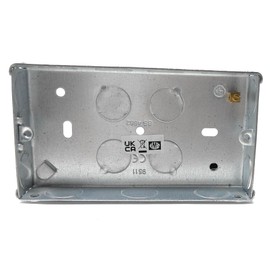 1pcs. 2 Gang Metal Surface Mount Back Box Pattress Box (25mm Deep) Fitted With Earth Terminals