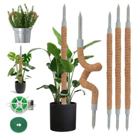 LOLEDE 4 Pack Moss Pole, 27.5 & 47 Inches Bendable Monstera Plant Support, Coco Coir Moss Poles for Climbing Plants, DIY Plant Stick Support Stake Kit for Pothos, Philodendron and Potted Plants,etc.