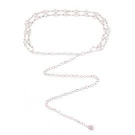 Naimo Rhinestone Waist Chain Belt Crystal Chain Belt Metal Link Body Chain Waist Belt for Dress Denim Dresses, Alloy, Rhinestone