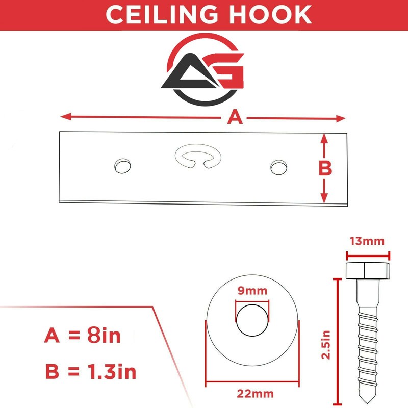 PUNCH BAG CEILING HOOK by Athletics Gear | 18-guage Heavy