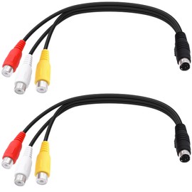 YARCHONN 4 Pin S-Video to 3 RCA AV Video Cable Mini Din 4 Pin SVideo Male to 3 RCA Female Transfer Converter Cable Double Shielding Red Yellow White Video Adapter Cord for TV PC Projector -25cm /2pcs