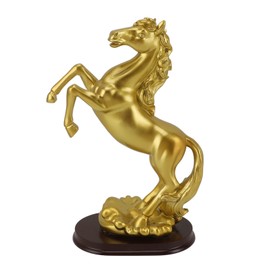 Horse Statue Gold Synthesized Resin Unique Horse Art Figurine for Wine Cabinet Office Leaping Horse