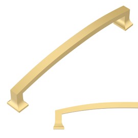 Amerdeco 10 Pack Brushed Gold Cabinet Pulls 7 Inch(177MM) Hole Center Gold Drawer Pulls Cabinet Hardware Kitchen Cabinet Handles for Bathroom Dresser Pulls ZH0009