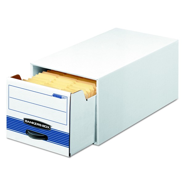 Bankers Box 00306 STOR/DRAWER Steel Plus Storage Box, Wire, White/Blue