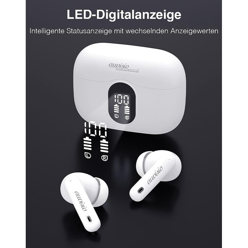 auvisio Wireless Sports Headphones: Wireless In-Ear Headphones with Charging Case,