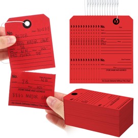 Affrolling 200 Pcs Repair Tags with Attached String and Stub Numbered Manila Cardstock Tags Maintenance Service, 5.3 x 2.64 Inches for Repair Required(Red)