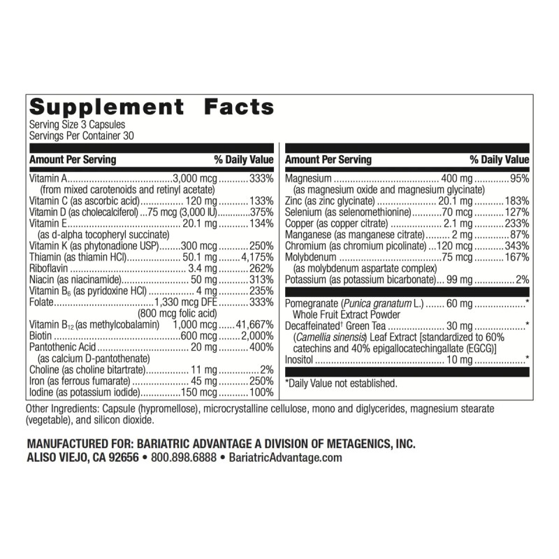 Bariatric Advantage Ultra Multivitamínico Hierro 90 Cápsulas