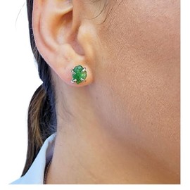Natural raw green tsavorite garnet stud earrings with white gold over 925 sterling silver, 6 to 7mm rough genuine quality birthstone gift for her, Uniquelan Jewelry (green-garnet)