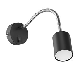 ledscom.de Waika Reading Lamp with Gooseneck and Switch Matte Black with 450 lm LED GU10 Lamp Warm White