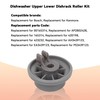 Emptty 8PCS Dishwasher Roller Assembly Fit Upper Dishrack and Lower