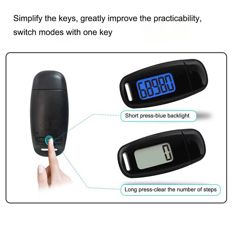 USB Charging Step Counter Walking 3D Pedometer with Large LCD