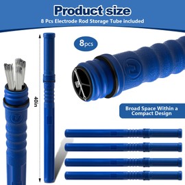 Tandefio 8 Pcs Welding Rod Storage Tube 40 Inch Tig Rod Storage Canisters Welding Electrode Holder Airproof Waterproof Container(Blue)