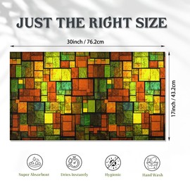 Welcome Door Mat,Vintage Stained Glass Wall Door Mat for Outside Entrance Home Decor,Non-Slip Carpet Rugs with Felt Entryway Mat for Patio Indoor Front Door 17" x 30"