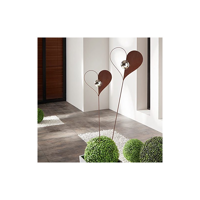 FRANK FLECHTWAREN Garden Stake Ball Heart Set of 2