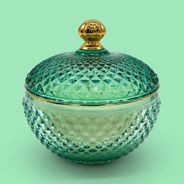 Briganti Pomegranate Bliss Scented Aromatherapy Candle, Natural Soy Wax Candles with Essential Oils in Teal Glass Candle Jars for Home Decor - 4oz Teal & Gold