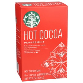 Starbucks Hot Cocoa Mix Packets, Peppermint Flavor, Rich and Velvety, 8 Individual Packets Per Box, 8 Ounce (Pack of 1)