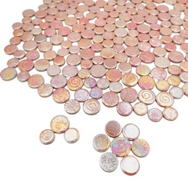 500g Mixed 3 Sizes Random Round Ceramic Mosaic Tiles DIY Creative Ceramic Mosaic Tiles for Craft Plates, Flower Pots, Vases, Cups, Mosaic, Handmade Home Decoration