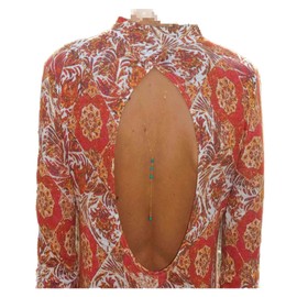 Yheakne Boho Turquoise Back Chain Necklace Gold Back Drop Necklace Summer Bridal Back Drop Chain Beach Bridal Backless Jewelry for Women and Girls