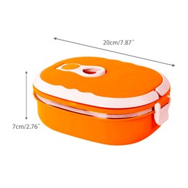 Thermal Bento Lunch Box with Stainless Steel Thermal Insulation, Food Container Leak Proof For Kids Adult Student Children, Portable Food Storage Box for Work School Office Picnic (Orange 1 layer)