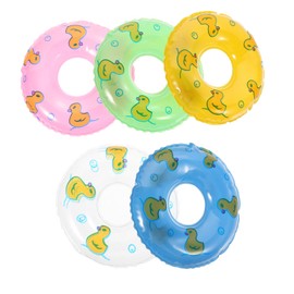 ifundom Pack of 5 Duck Swimming Rings Inflatable Swimming Ring Dollhouse Swimming Pool Dollhouse Swimming Rings Swimming Ring Toy Small Pool Float Decorative Ob11 PVC Decorations Miniature