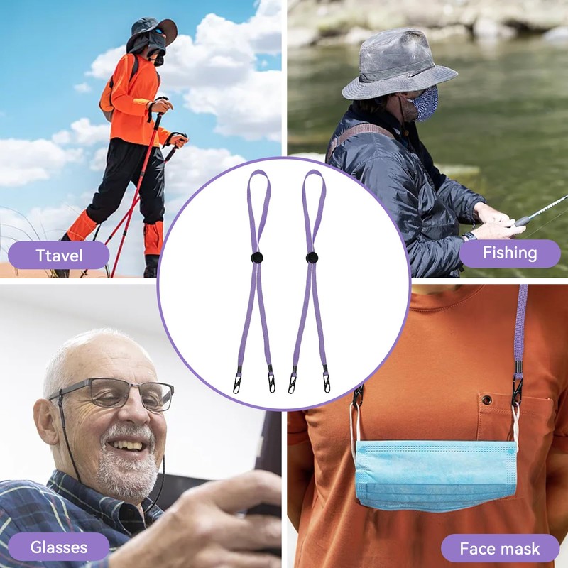 2Pcs Windproof Rope for Hat, Flexible Adjustable Hat Strap Removable