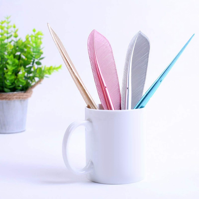 10Pcs Feather Pens Kids Ballpoint Pen Set ABS Plastic Office