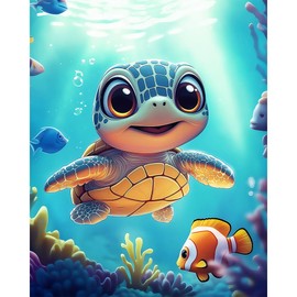 Natuyalo Paint by Numbers for Adults Beginner, Sea Turtle Acrylic Painting by Number Kits Animal DIY Art Craft Kits Suitable for Home Wall Decoration Frameless (16x20 Inch)