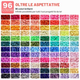 Dazhqp Set di 15500 perline da infilare, 96 colori perline di argilla polimerica da 6 mm per braccialetti fai da te, 5 scatole di kit per la creazione di gioielli con lettere per orecchini, collane