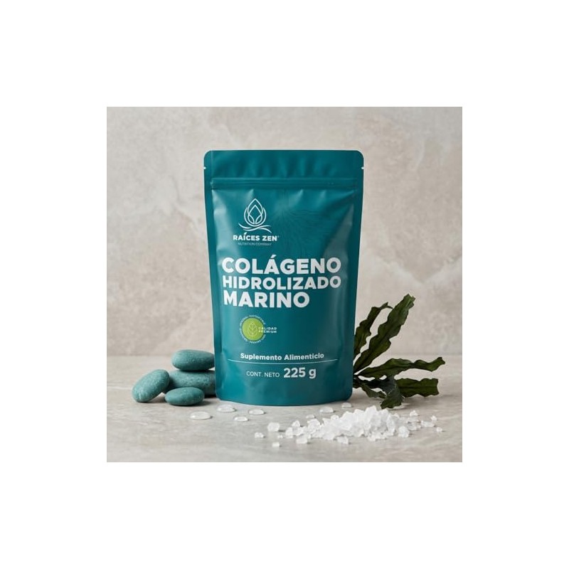 Colágeno Hidrolizado Marino 225g, Suplemento Alimenticio, Sin Sabor, Sin Azúcar,