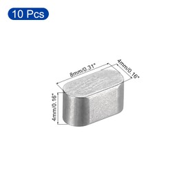 uxcell 10Pcs Round Ended Feather Key, 4x4x8mm Stainless Steel Professional Parallel Drive Shaft Key Stock for Fasteners Mechanical Industry