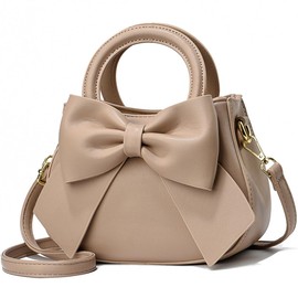 YOUNXSL - Bolsos pequeños de diseño para mujer con asa de transporte superior y bonito nudo de lazo, bolsos de piel y correa para el hombro, Caqui, Talla unica