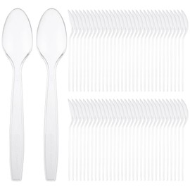 LISHINE 400 Count 7 In Plastic Spoons Bulk Clear Plastic Spoons Heavy Duty, Disposable Plastics Spoon for Parties, Picnics, Big Event, Daily Use
