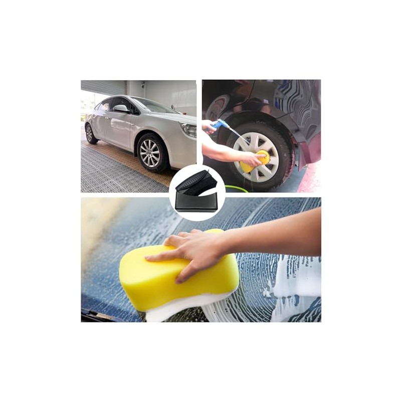 Cepillos de Esponja para Neumáticos, 3 Piezas Esponja Limpieza Coche,